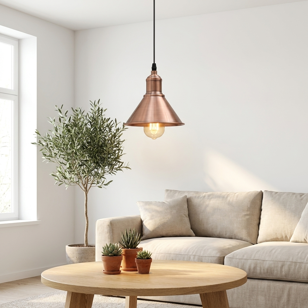 Industrial Ceiling Light For Living Room Brushed Copper styled lifestyle image
