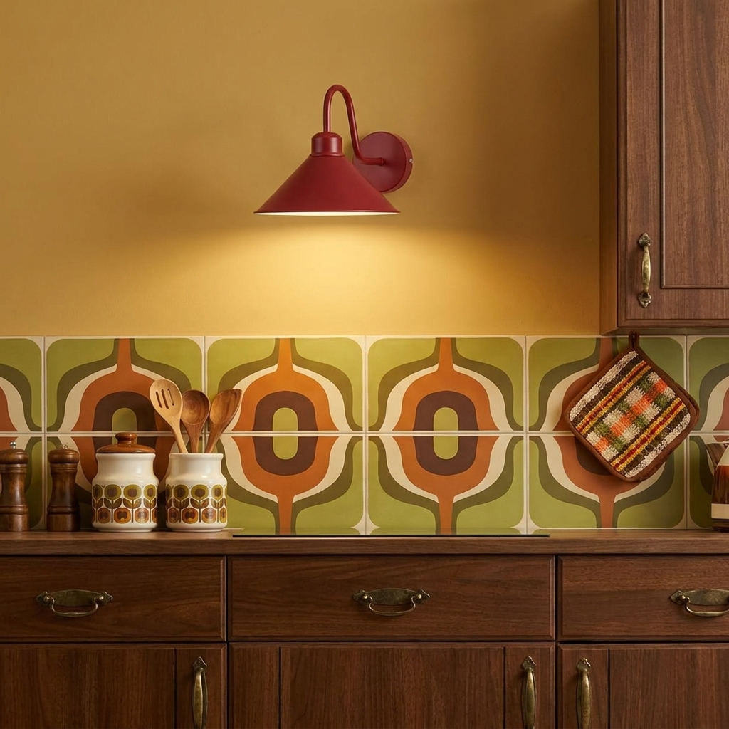 Metal Wall Sconce With Shade styled lifestyle image - Red