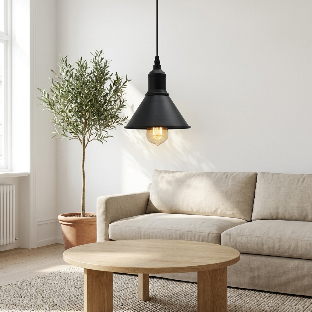 Industrial Ceiling Light For Living Room Black styled lifestyle image