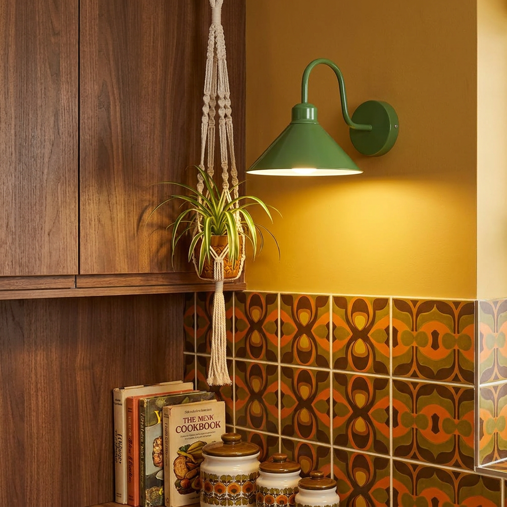 Metal Wall Sconce With Shade styled lifestyle image - Green