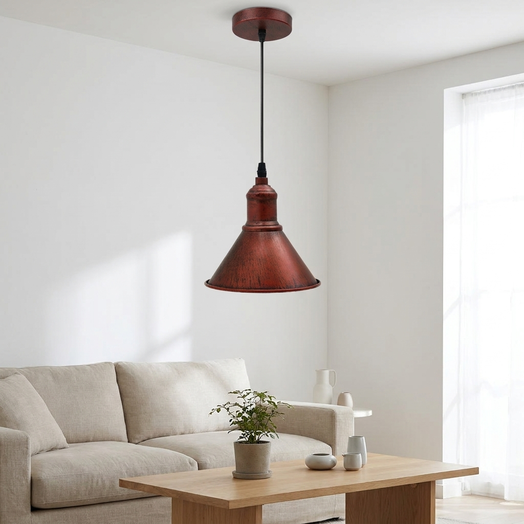 Industrial Ceiling Light For Living Room Rustic Red styled lifestyle image