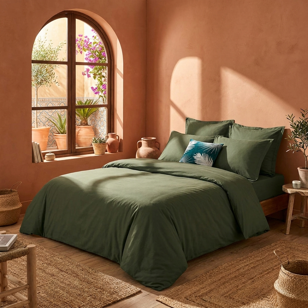 Housse de couette vert kaki styled lifestyle image