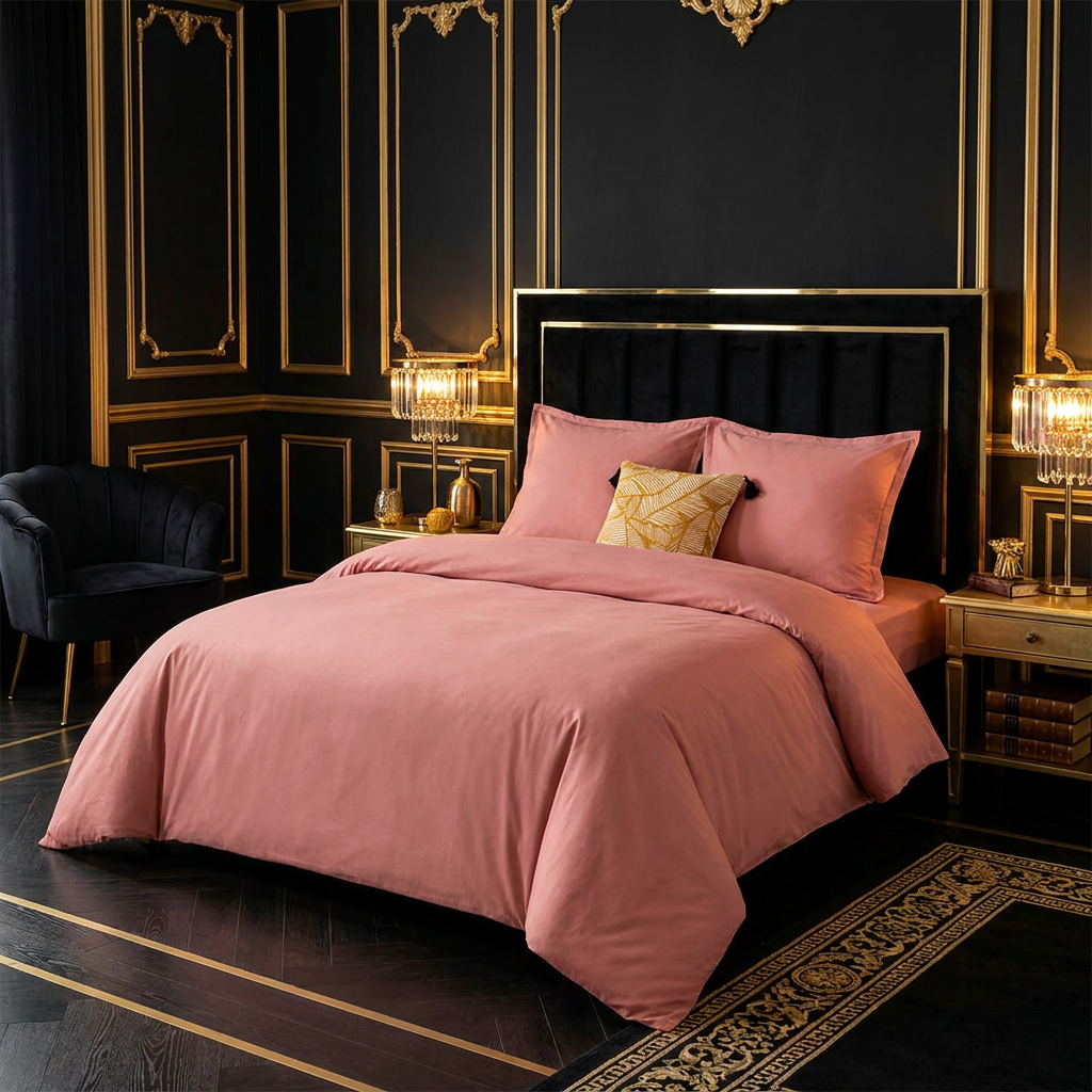 Housse de couette rose blush styled lifestyle image