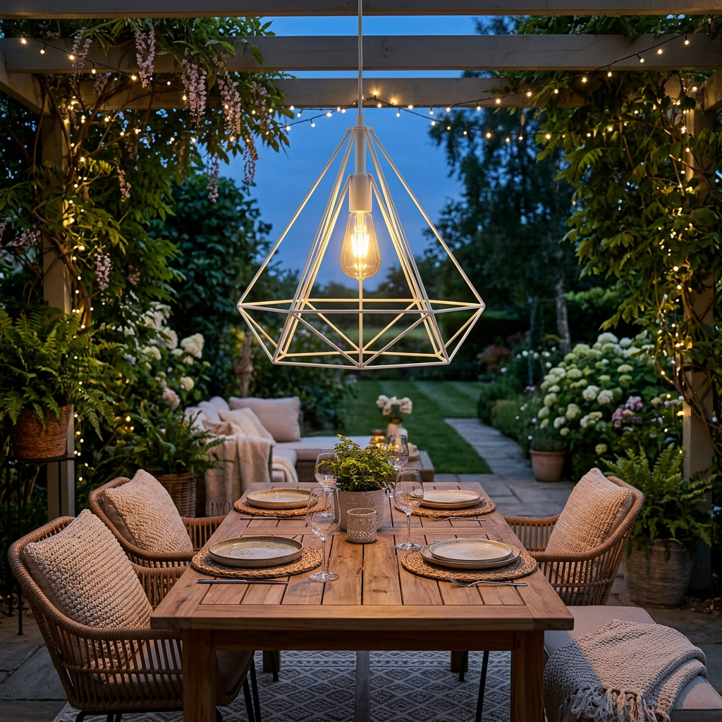 Geometric Wire Cage Design Easy Fit Lighting styled lifestyle image - Red