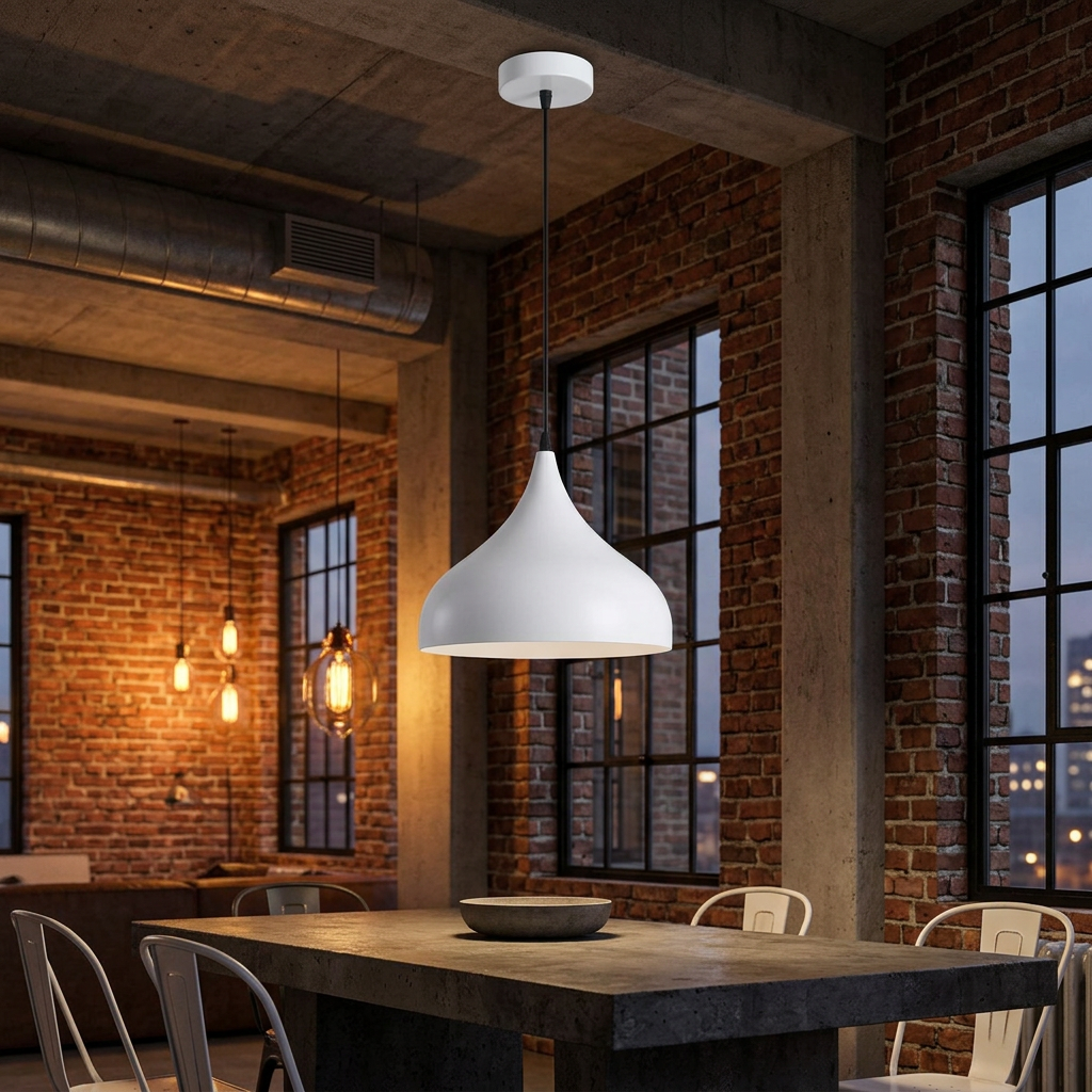 Industrial Pendant Lights Retro Metal Ceiling Lamp White styled lifestyle image