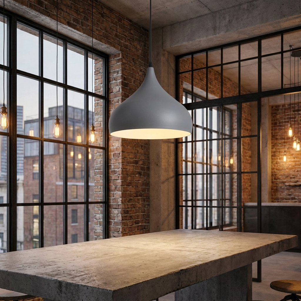 Industrial Pendant Lights Retro Metal Ceiling Lamp Grey styled lifestyle image