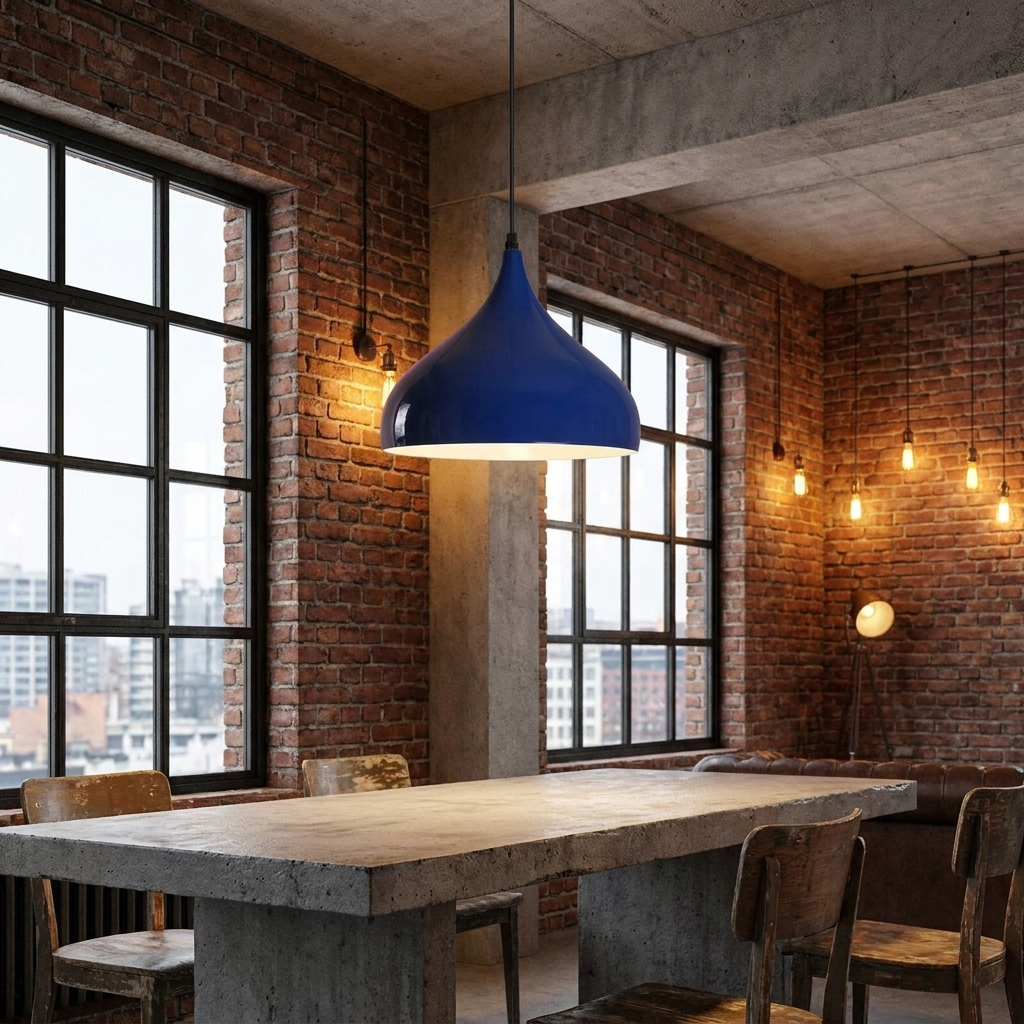 Industrial Pendant Lights Retro Metal Ceiling Lamp Blue styled lifestyle image