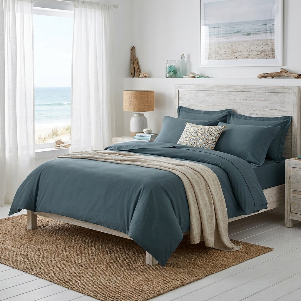 Housse de couette bleu Orage - Coton 240x220 cm styled lifestyle image