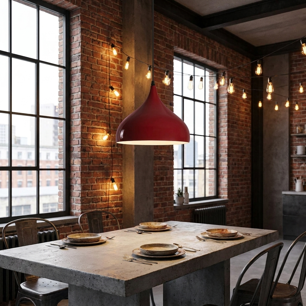 Industrial Pendant Lights Retro Metal Ceiling Lamp Red styled lifestyle image