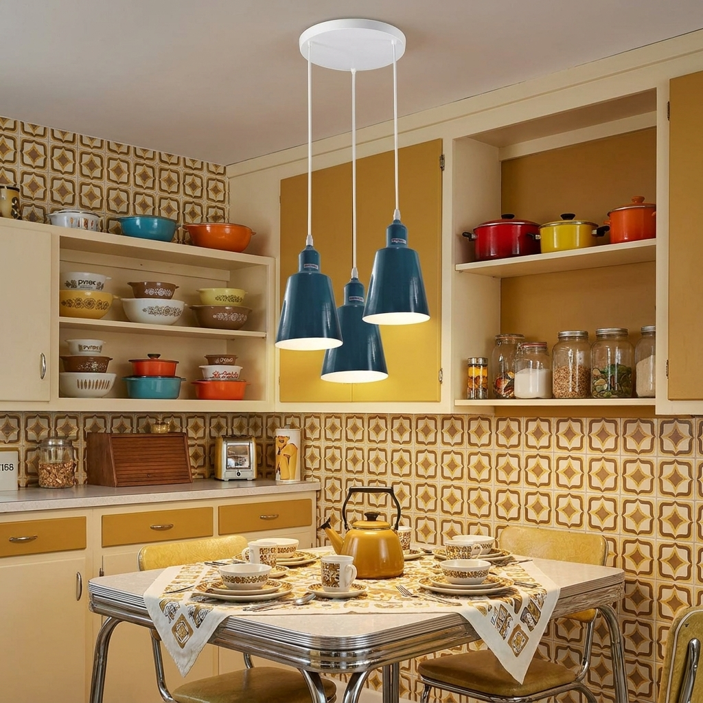 Industrial E27 3 Way Vintage Retro Ceiling Pendent Light styled lifestyle image