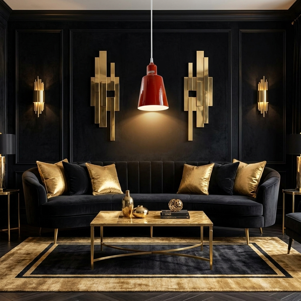 Single Small Lamp Shade Hanging Light styled lifestyle image - Red