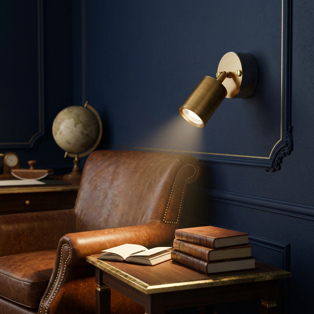 Rotatable Metal Wall Spotlight GU10 Conduit Light Fixture styled lifestyle image - Yellow Brass