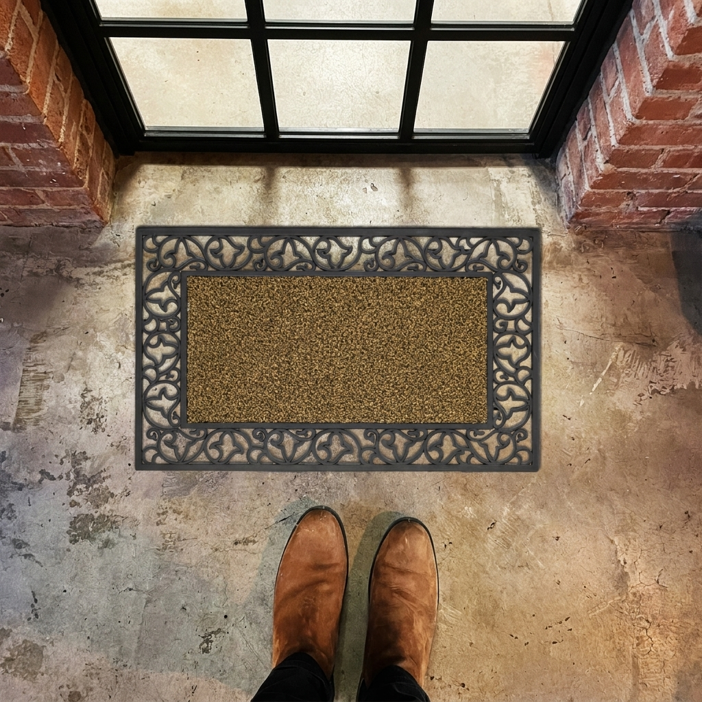 Heavy Duty Rubber Outdoor Doormat Tray styled lifestyle image