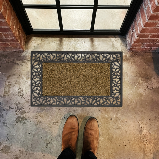 Heavy Duty Rubber Outdoor Doormat Tray styled lifestyle image