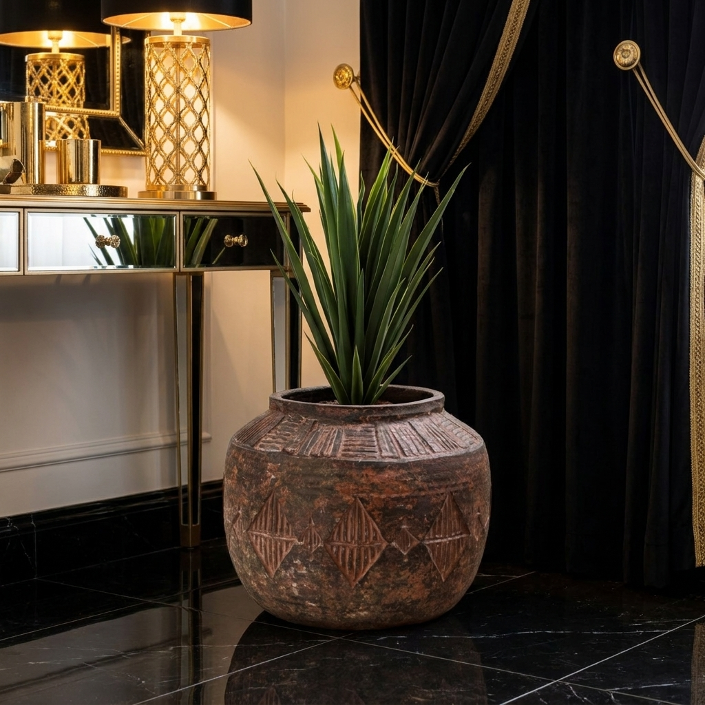 27cm x 36cm Aztec Diamond Large Planter styled lifestyle image