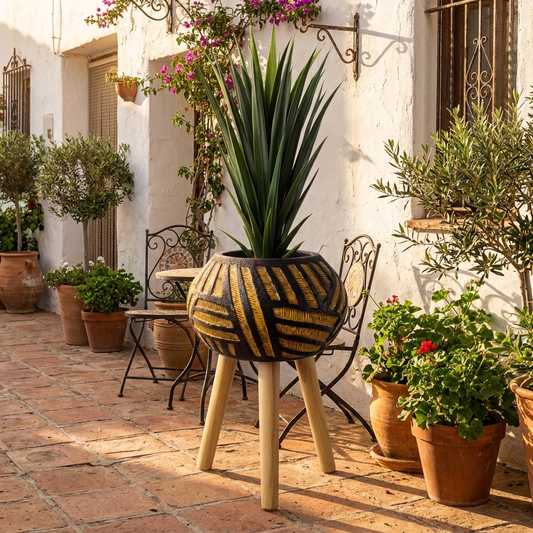 Large Composite Oval Planter with Stand styled lifestyle image