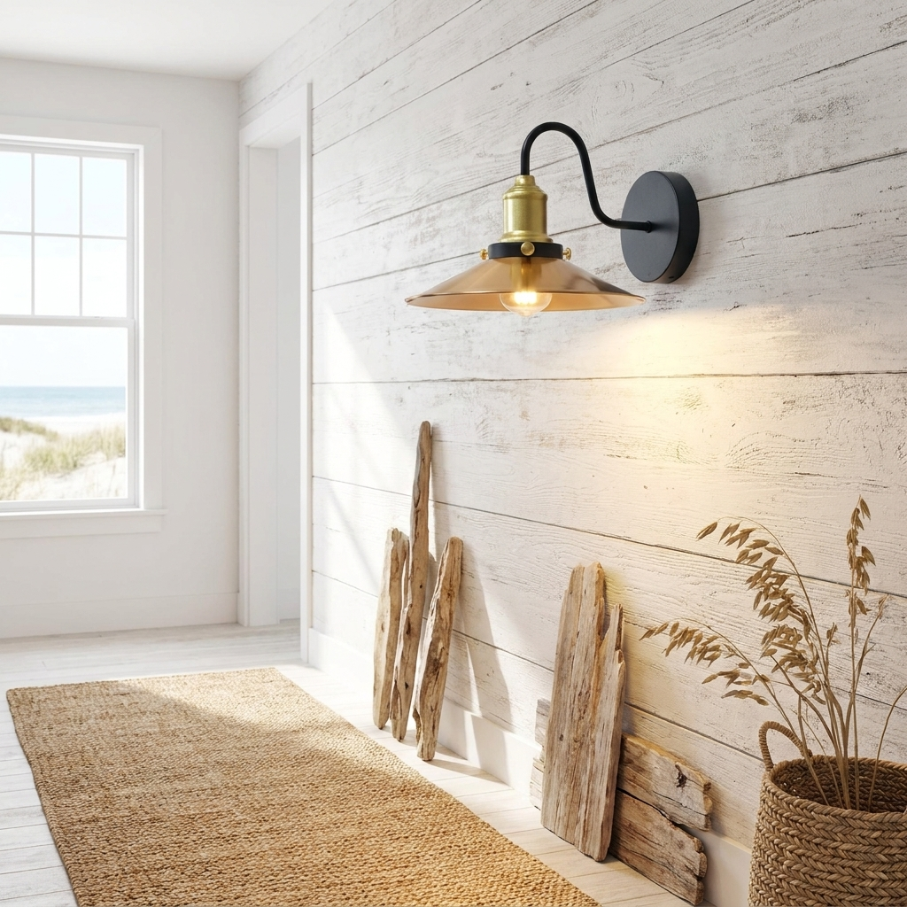 Yellow Brass Vintage Industrial Wall Sconce Swan Neck E27 Pendant Light styled lifestyle image