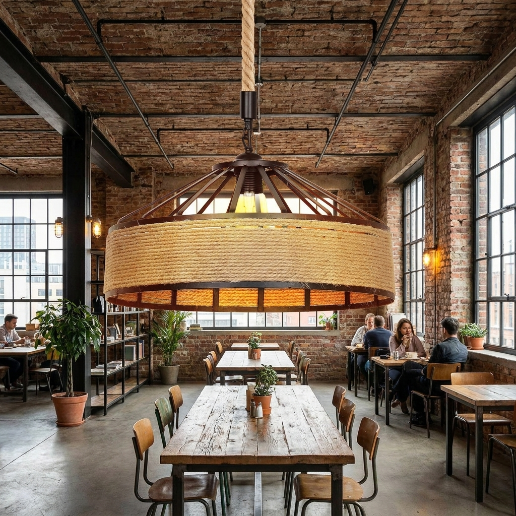 Large 1M Hemp Rope Pendant Light for Cafe and Bars styled lifestyle image