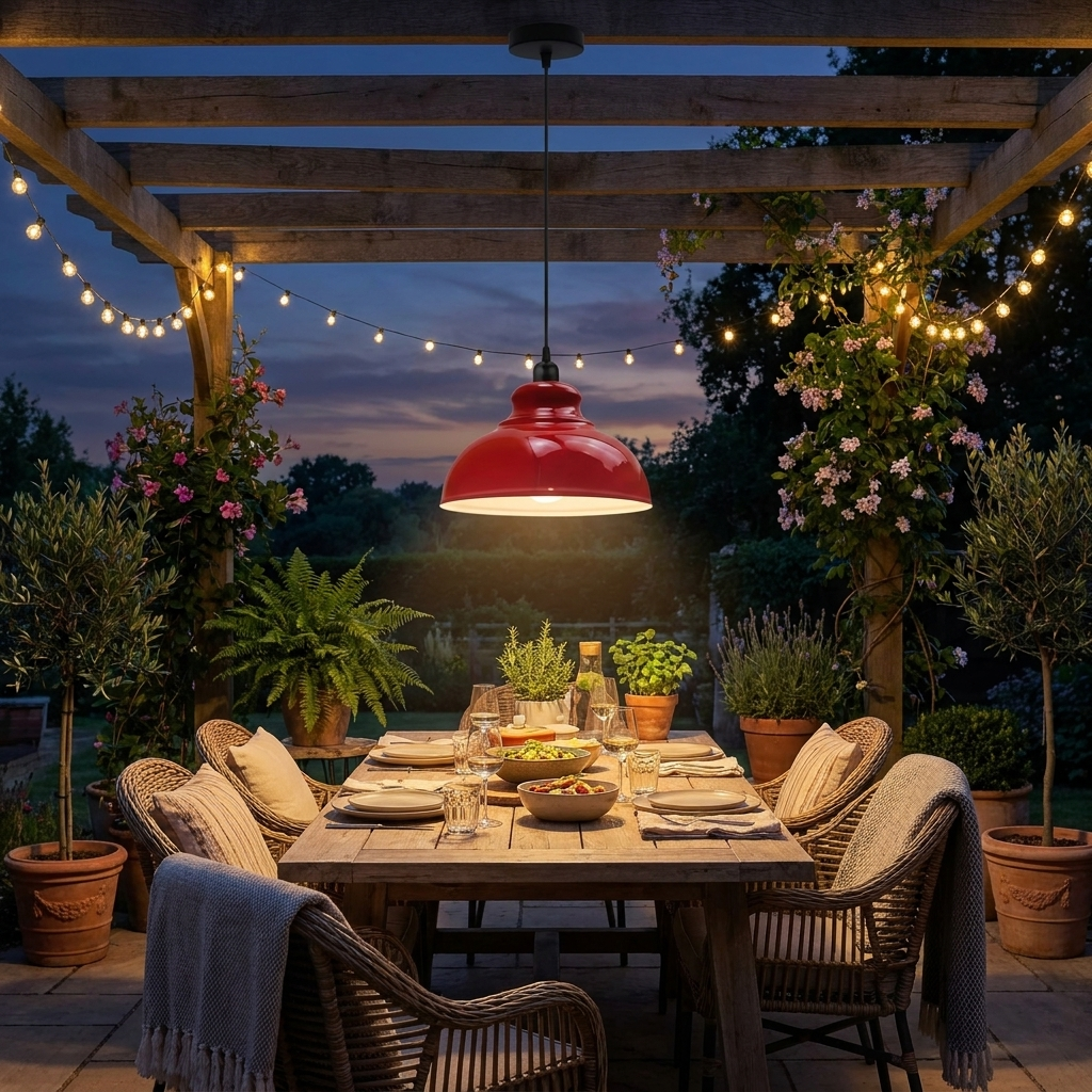 Dome Shade Adjustable Pendant Light ~5259 styled lifestyle image - Orange