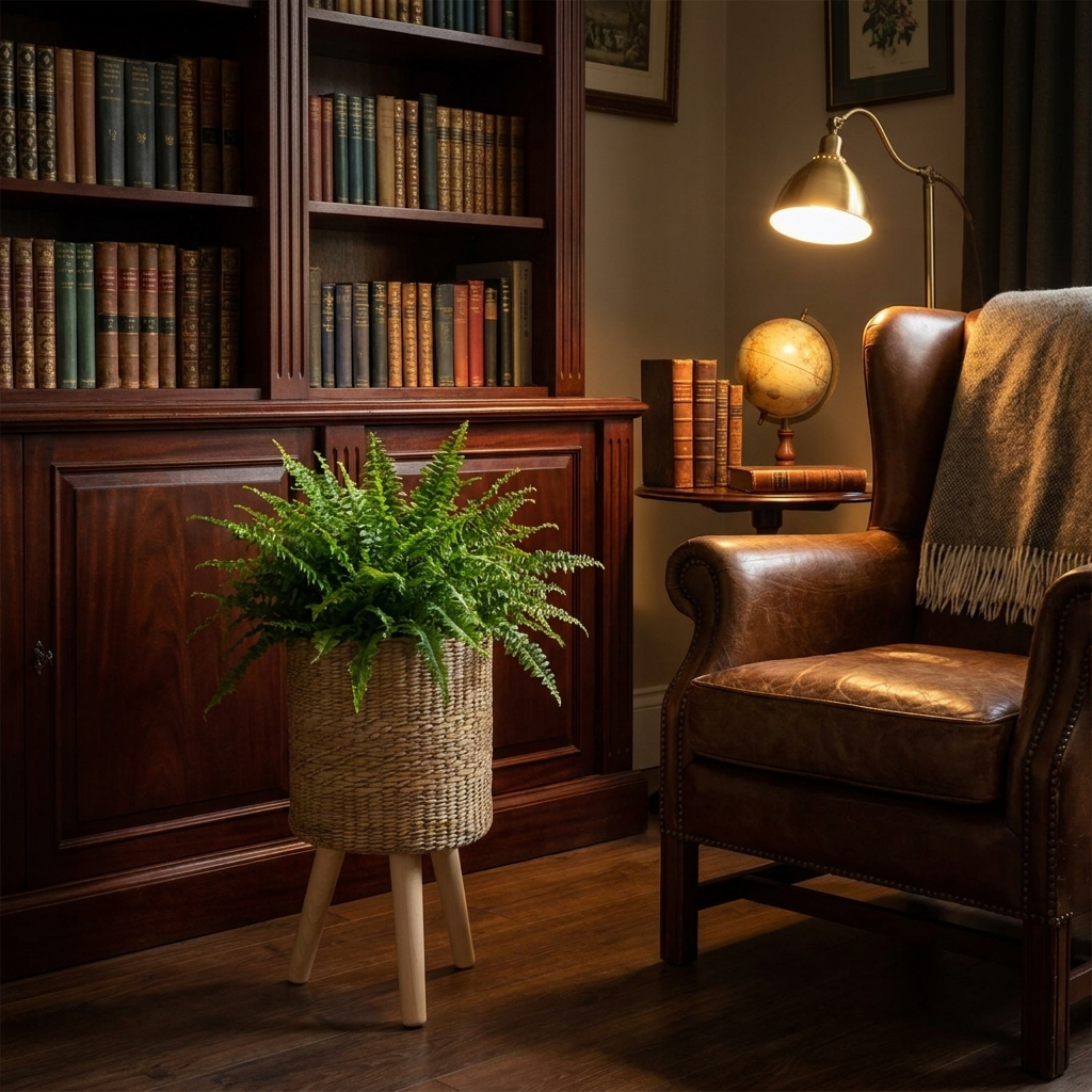 54cm x 30cm Rattan Effect Composite Large Planter styled lifestyle image