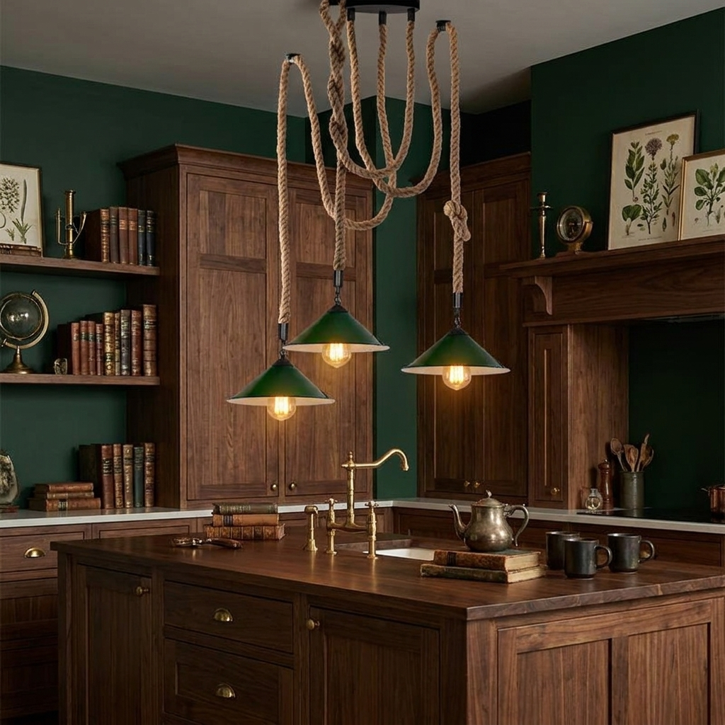 Hemp Rope Pendant Lights for Kitchen Island ~5079 styled lifestyle image