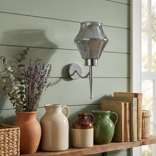 Smoky Gray Glass Wall Lamp Chrome Plating Wall Light~5054 styled lifestyle image
