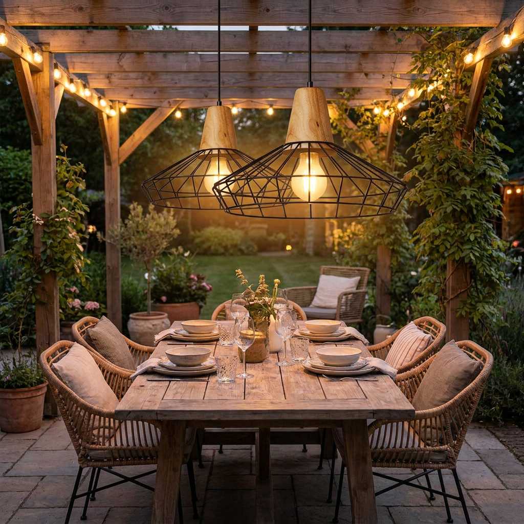 Pendant Lighting With Black Wire Cage~4996 styled lifestyle image - 2 Packs