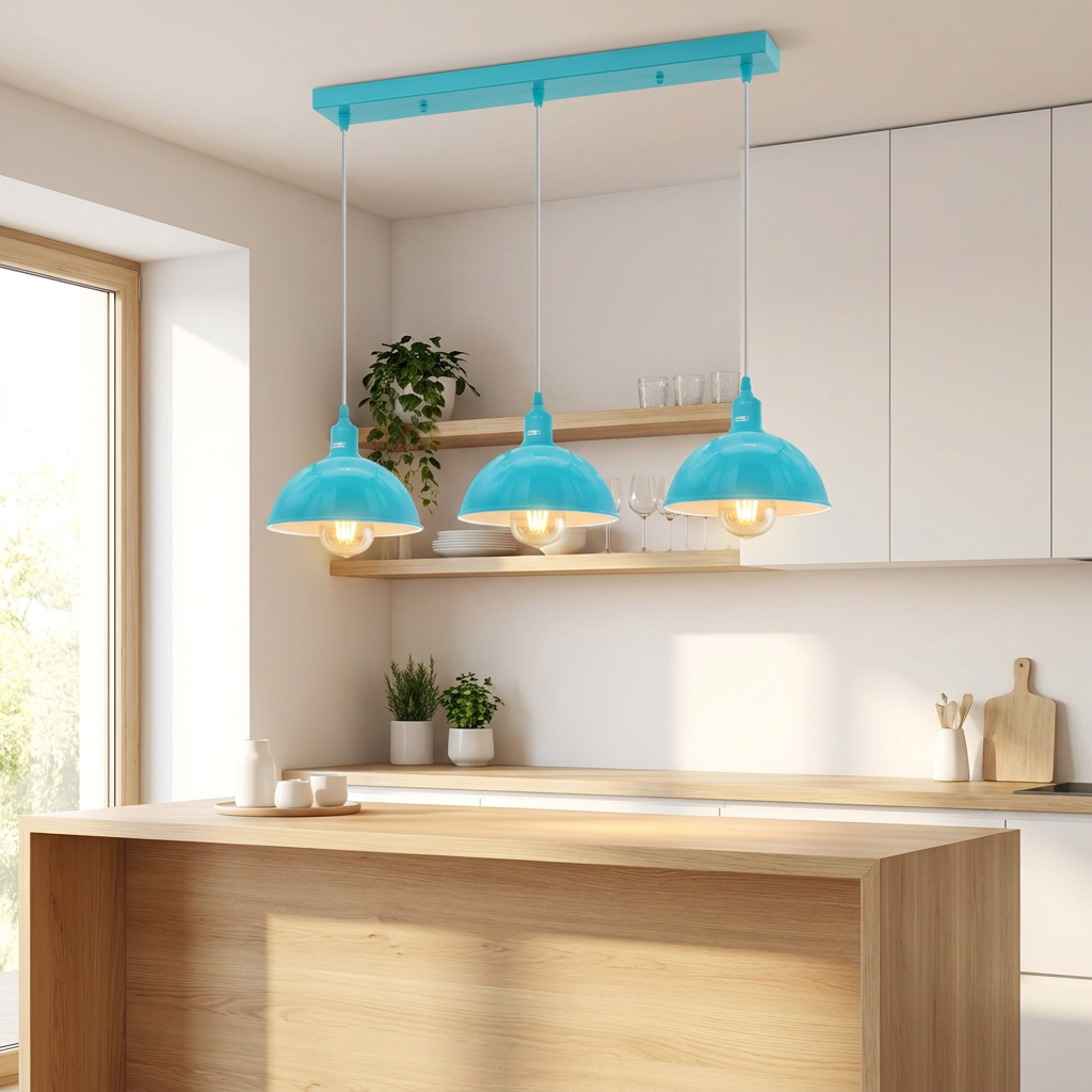 Industrial Triple Metal Ceiling Light, 3-Fitting