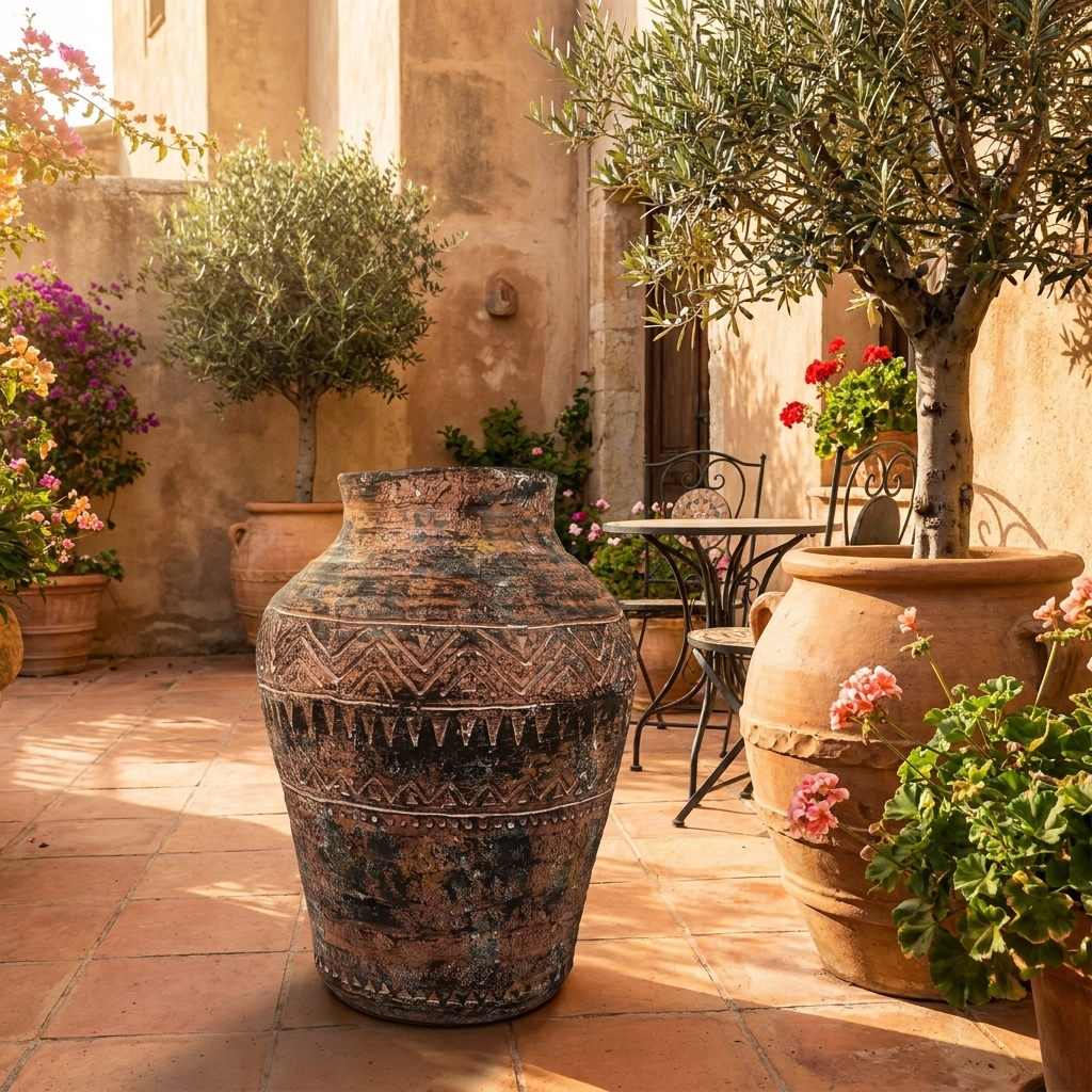 Aztec Large Composite Textured Vase - lifestyle scene