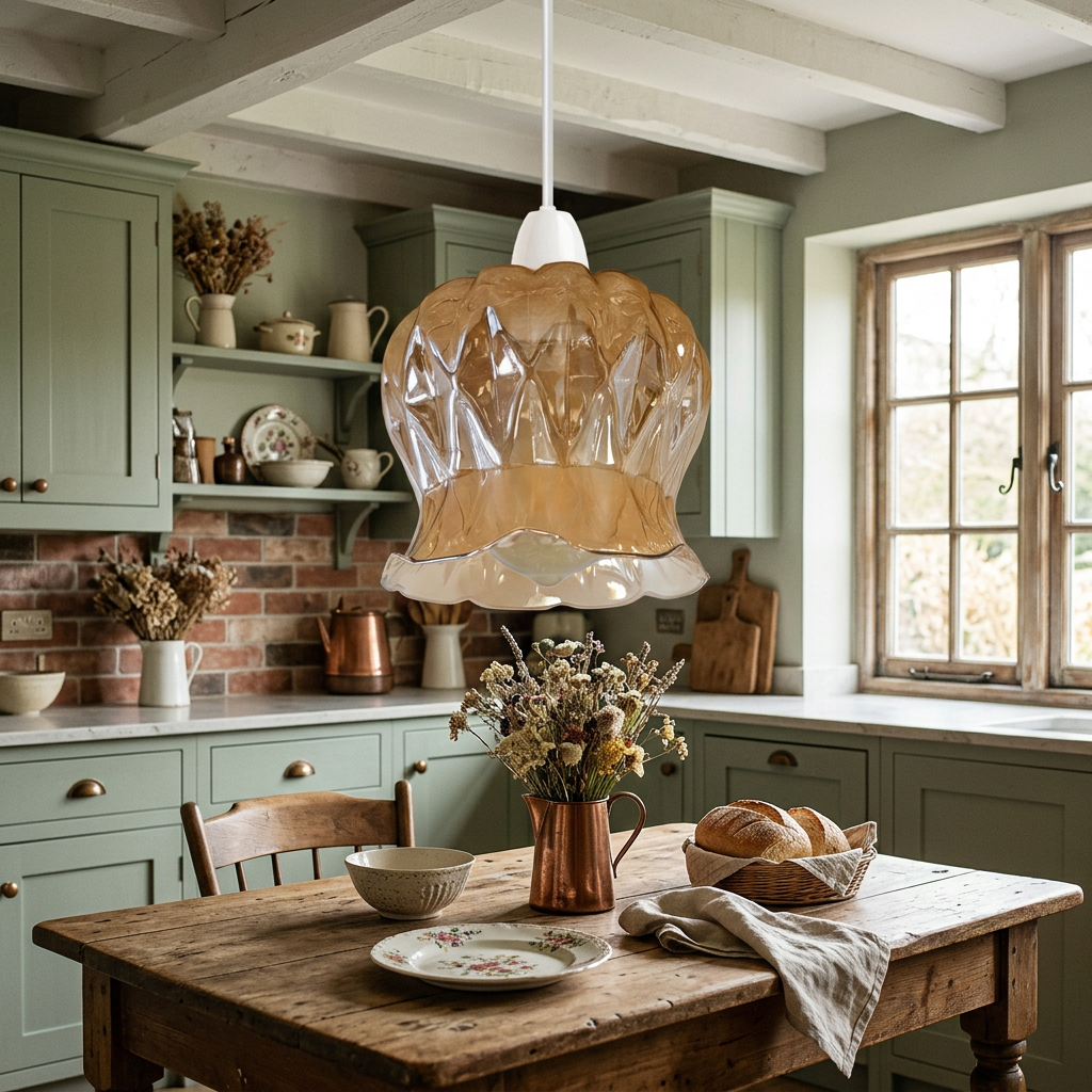 Modern Floral Glass Pendant Light - Copper - lifestyle scene