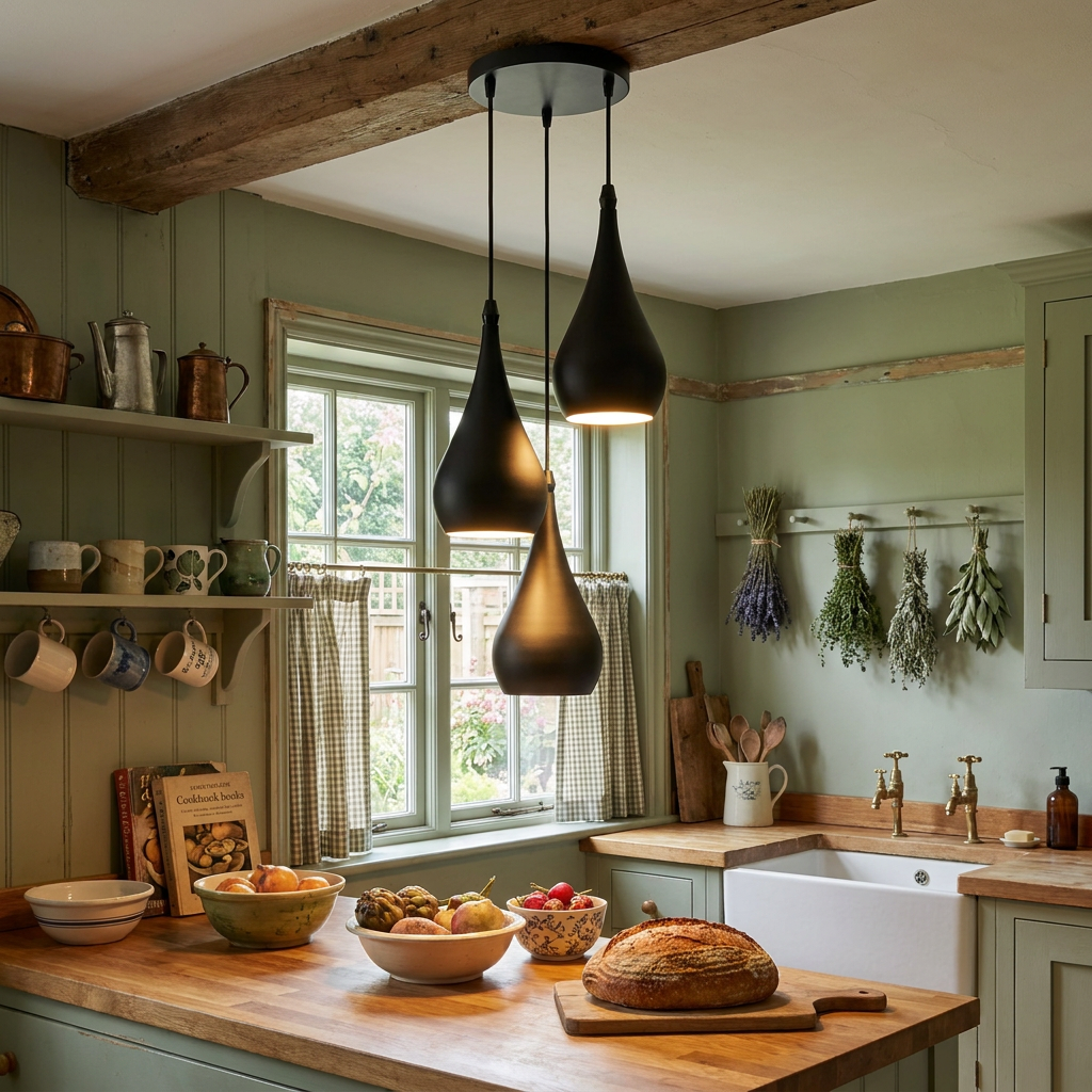 3 Way Multi Teardrop Ceiling Pendant Light - Black - lifestyle scene
