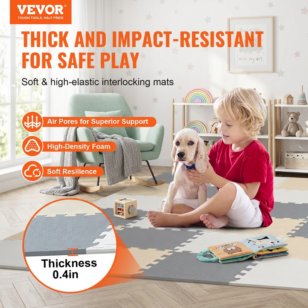 Kids play mat in nursery playroom scene