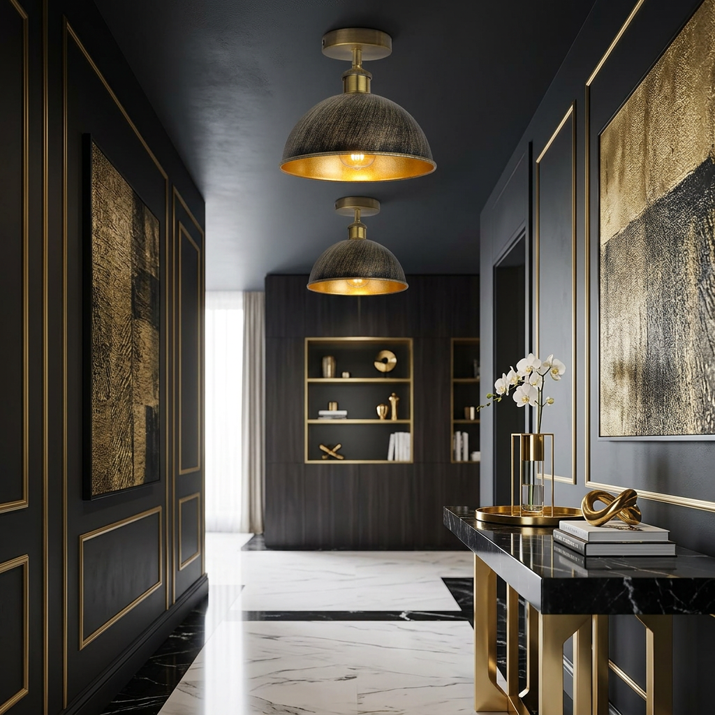 Black Gold Inner ceiling light in glam entryway scene