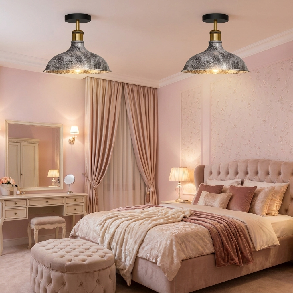 Industrial Metal Flush Mount Ceiling Light