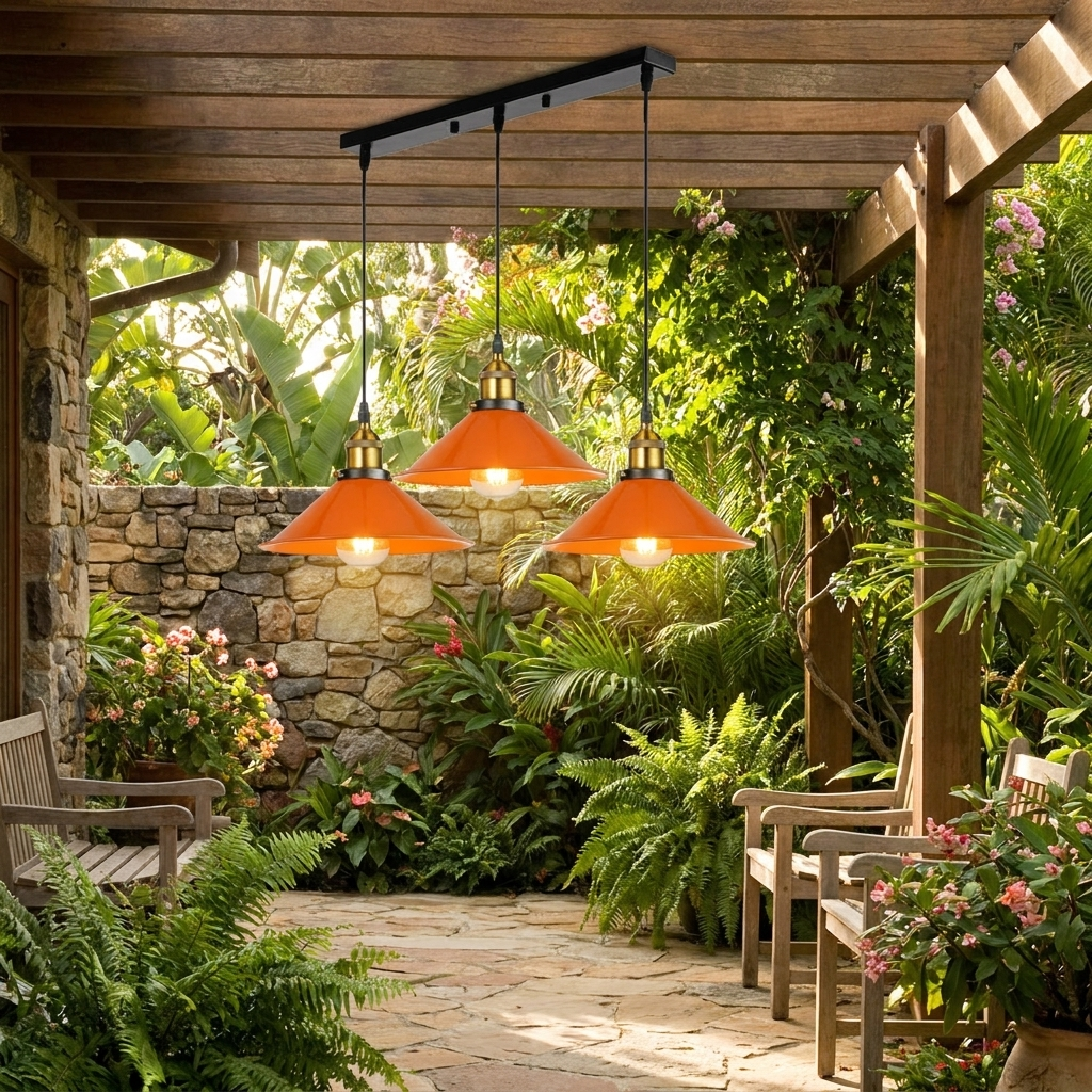 Retro 3-Way Multi-Pendant Light Orange - lifestyle