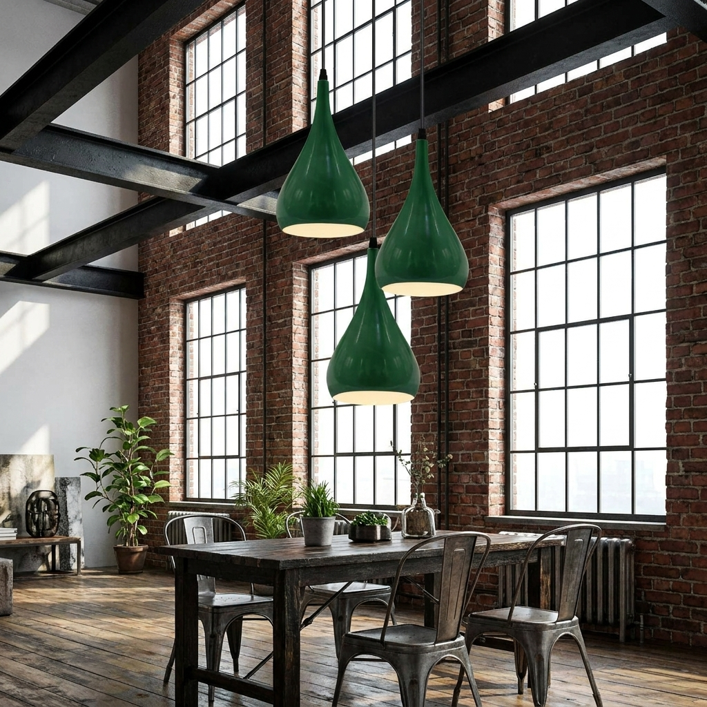 3 Way Multi Teardrop Ceiling Pendant Light - Green - lifestyle scene