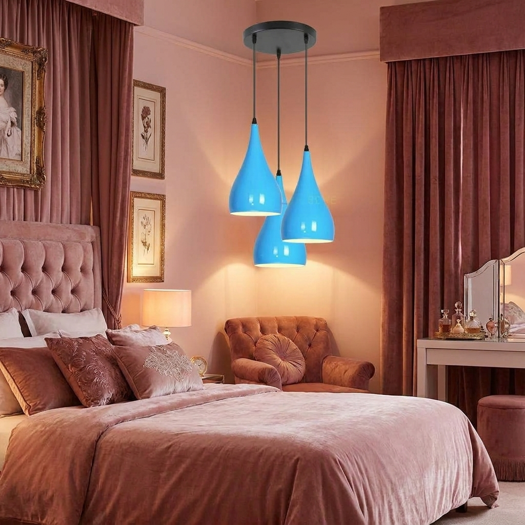 3 Way Multi Teardrop Ceiling Pendant Light - Blue - lifestyle scene