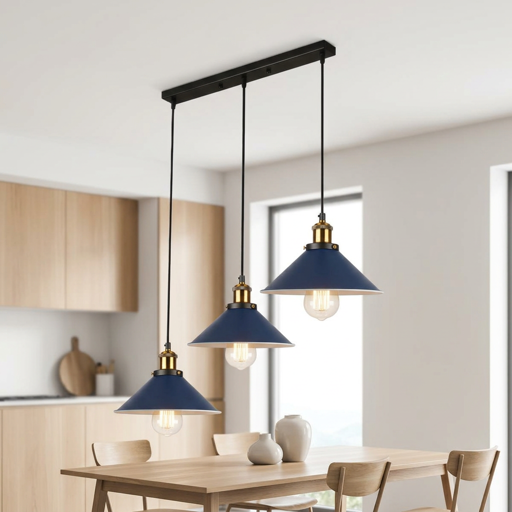 Retro 3-Way Multi-Pendant Light Navy Blue - lifestyle