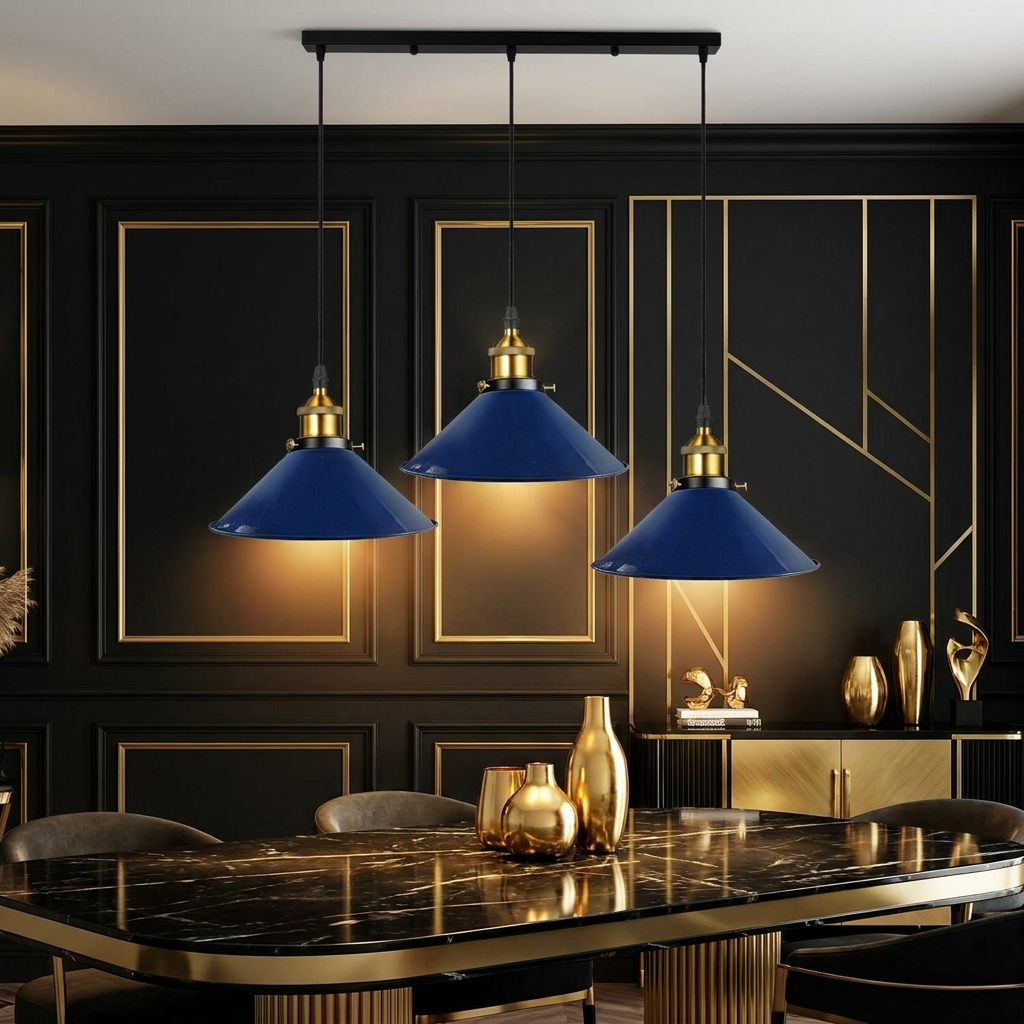 Retro 3-Way Multi-Pendant Light Blue - lifestyle