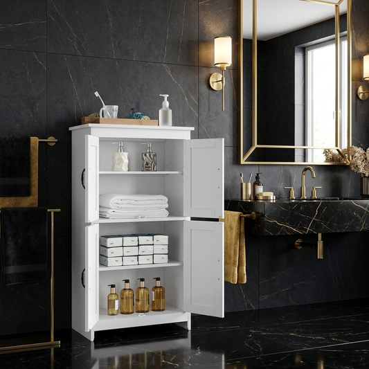 4-tier bathroom floor cabinet 4 doors in glam bathroom scene