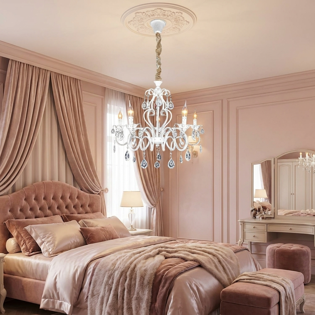 Vintage White Chandeliers Lighting fixture - lifestyle