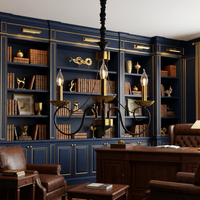 Traditional Wrought Iron Chandelier - 5 Arm - navy gold study lifestyle scene