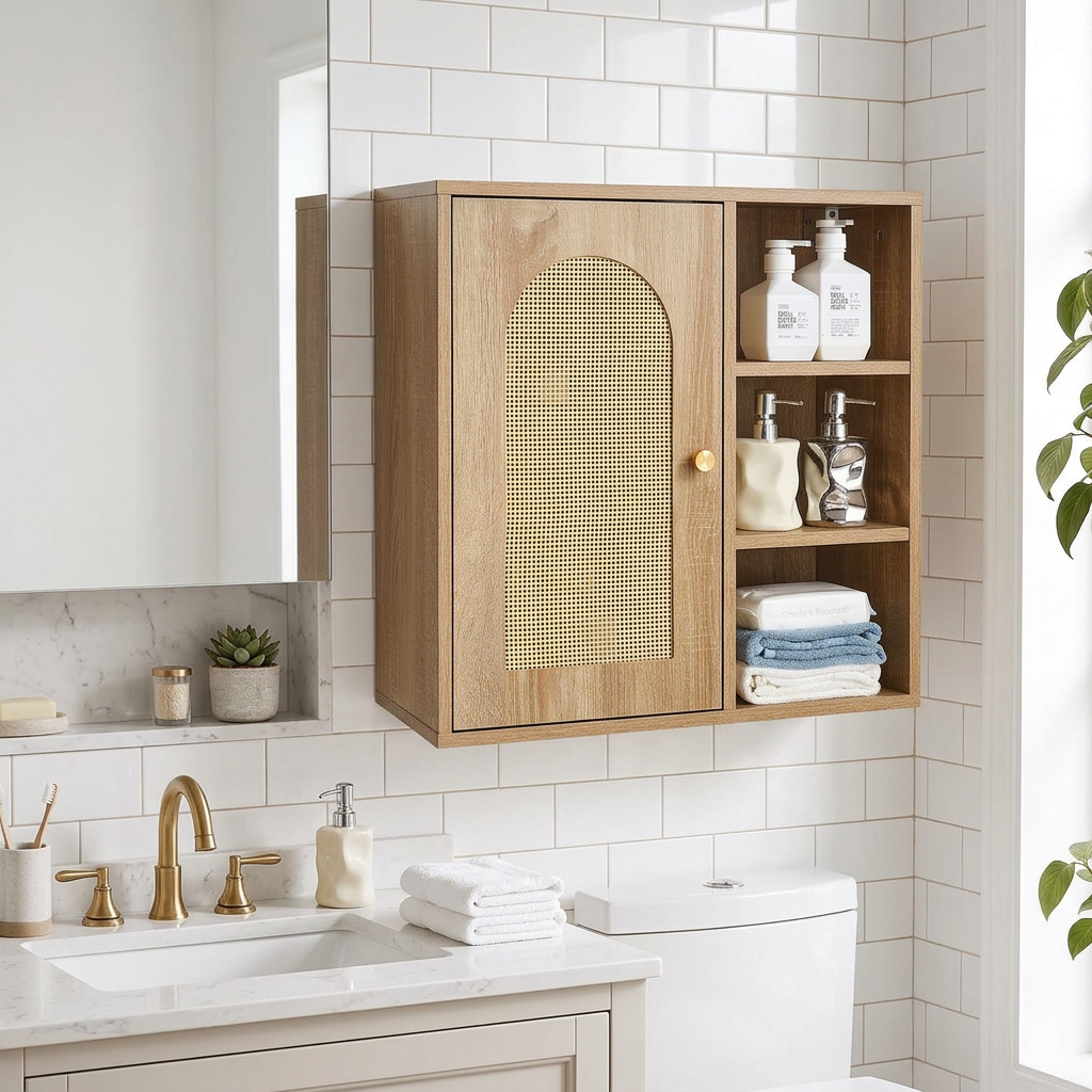 VEVOR Bathroom Wall Cabinet mounted in modern bathroom