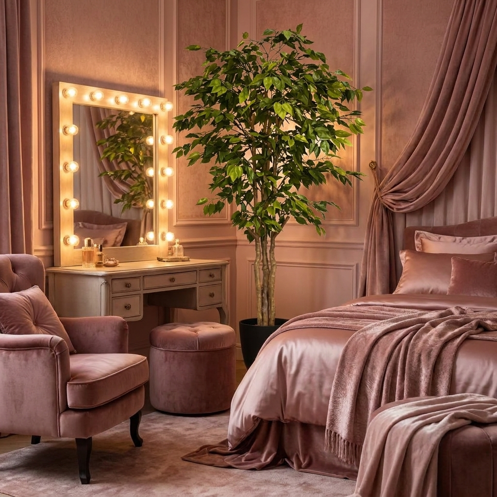 180cm Deluxe Retusa Ficus Tree in blush pink boudoir