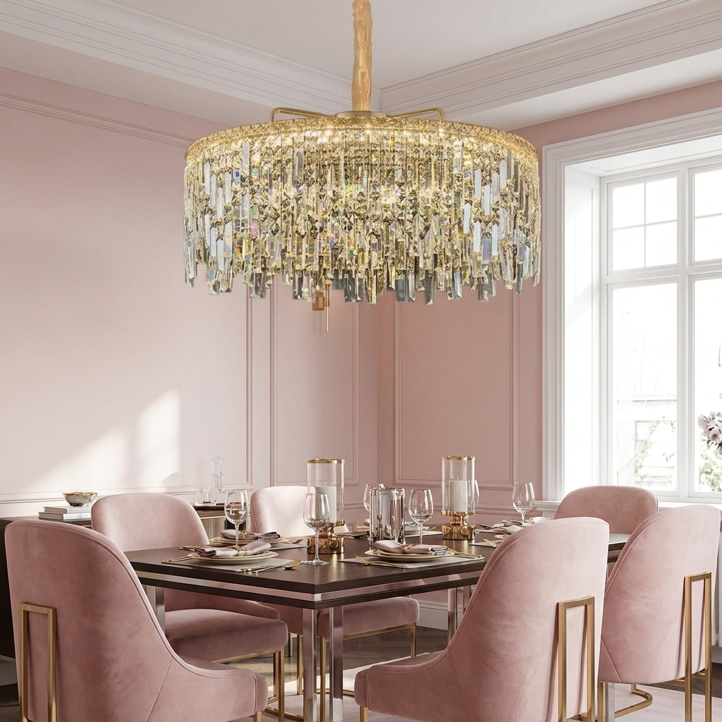 Ceiling Mounted Modern Gold Crystal Chandelier~4804
