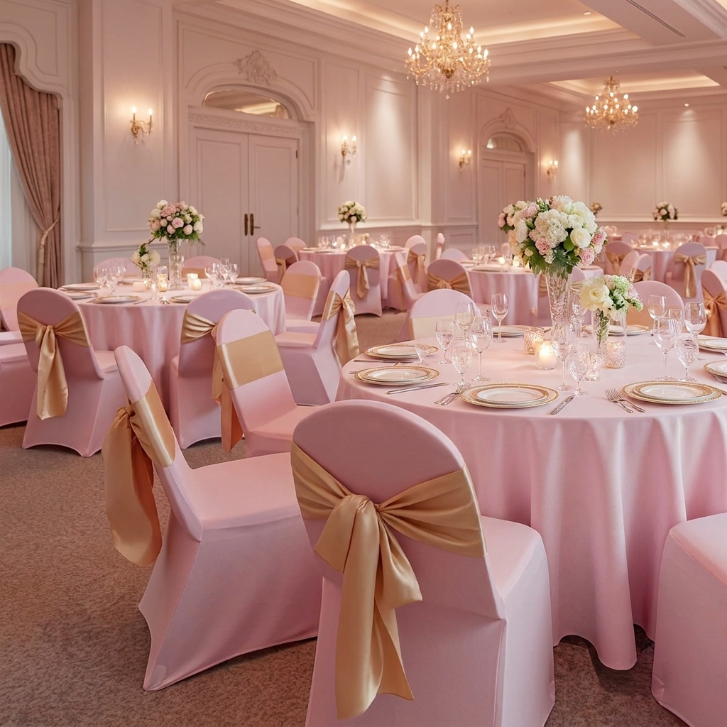 CuddleFlora 50 Pcs Pink Chair Covers, Polyester Spandex Chair Cover, Stretch Slipcovers for Wedding Party Dining Banquet Flat-Front Chair Covers, Fits Chair Measures up to 17.72 x 18.11 x 30.31 inch