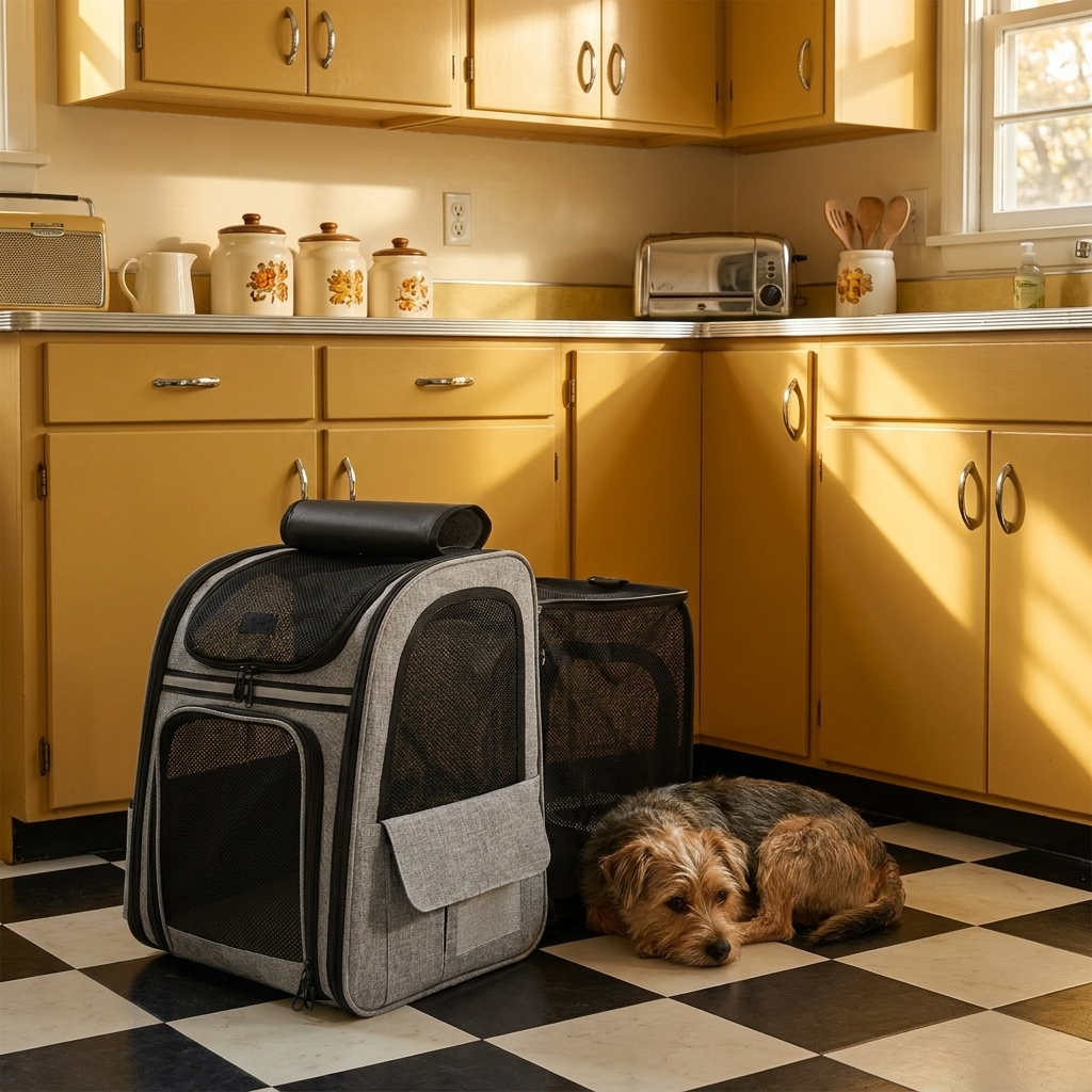 CuddleFlora Expandable Pet Backpack Carrier with Ventilated Mesh Windows, Grey