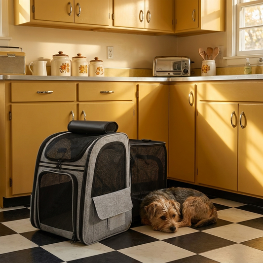 Expandable Pet Backpack Carrier with Ventilated Mesh Windows, Cat & Dog Travel Backpack for Hiking, Air Travel & Everyday Outings, Breathable Pet Carrier, Grey