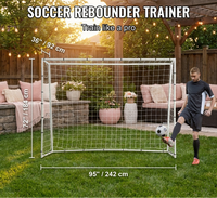 Soccer Rebound Trainer, 8x6ft Iron Frame with Double-Sided Net and Goal, Portable Rebounder for Backyard Soccer Practice, Kids & Adult Training Equipment