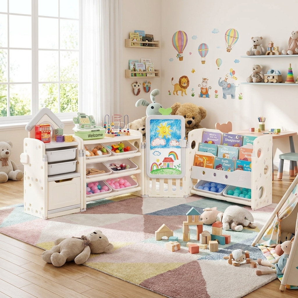 VEVOR Kids Toy Storage with Bookshelf lifestyle scene